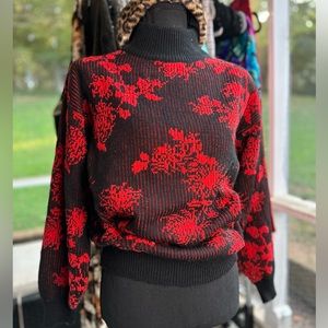 Vintage 80s Nilani Ltd. Floral Mock Neck Sweater